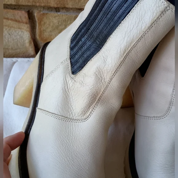 Free People Women's Leather Cream and Black Ankle Boots_41